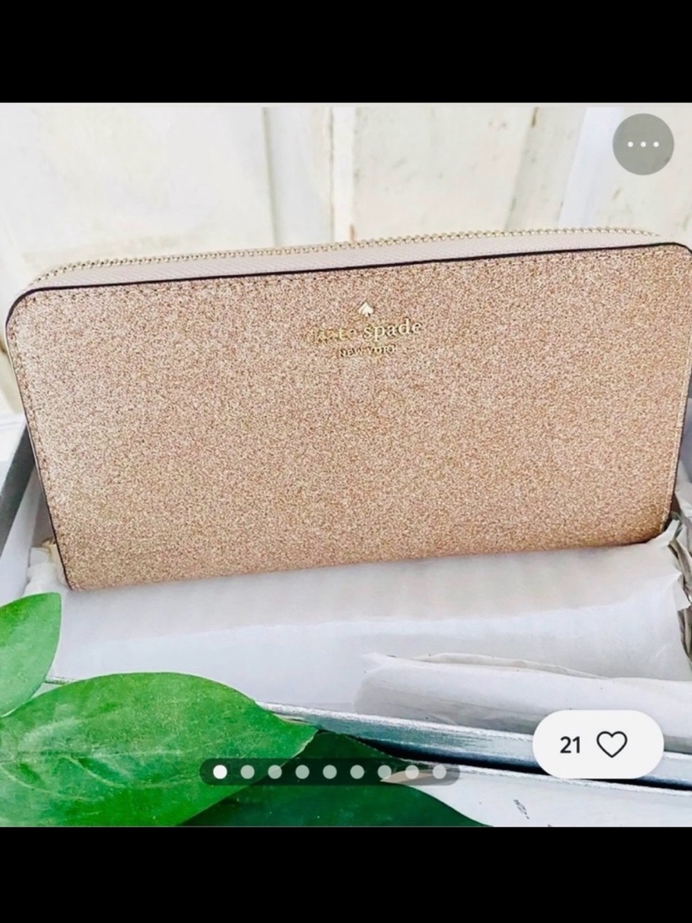 Kate Spade New York Rose Gold Shimmy Glitter Large Continental Wallet NWOT